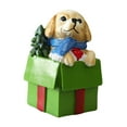 thumbnail image 4 of Figura de perro navideña en miniatura, estatua de perro pequeño, decoración para fiestas navideñas. Verde, 4 of 9