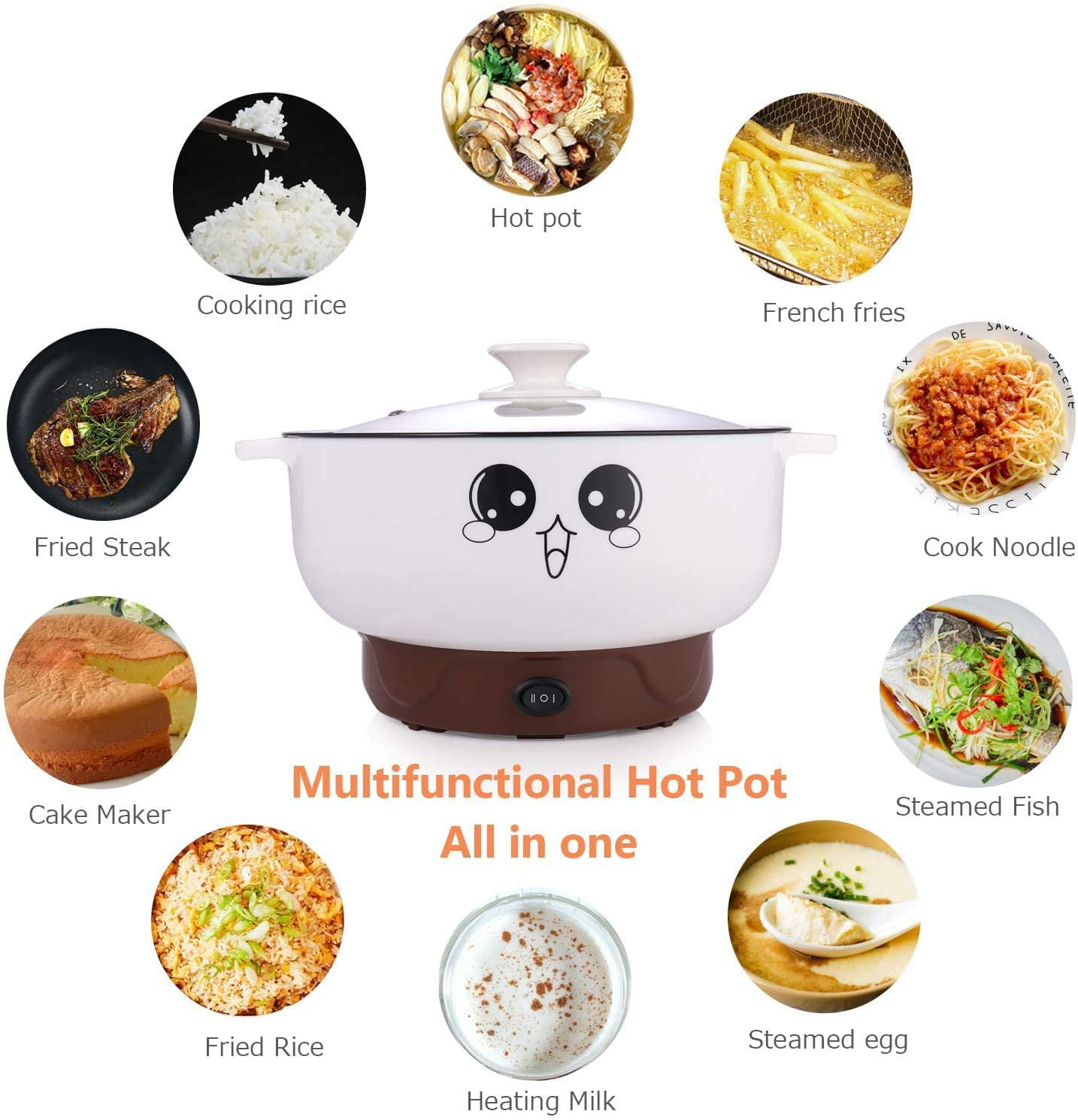 4L Electric Hot Pot Household Multi-function Split Removable Washable Large  Frying Fasting Heating Non-stick Multi Accessories