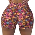thumbnail image 2 of Lsque Skull blue daisy flower Pattern High Waisted Biker Shorts for Women-Tummy Control Fitness Athletic Workout Running Yoga Gym Shorts,Moisture-Wicking-XX-Large, 2 of 9