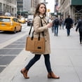 thumbnail image 5 of Women's canvas tote bag, women's crossbody bag, large canvas handbag, canvas tote bag with pockets and compartments.（brown）, 5 of 5