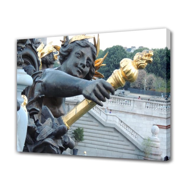 Póster en lienzo de la escultura del puente de Alejandro III, decoración para dormitorio, paisaje deportivo, decoración para oficina, regalo, estilo marco, 20 x 30 cm