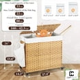 thumbnail image 6 of CAPHAUS Handwoven Basket w/ Lid for Storage, Synthetic Rattan Laundry Hamper w/ Wheels, Clothes Hamper for Laundry, Laundry Basket w/ Lid, Removable Liner Bags, Mesh Bags, Pulling Strap, 160L, Natural, 6 of 9