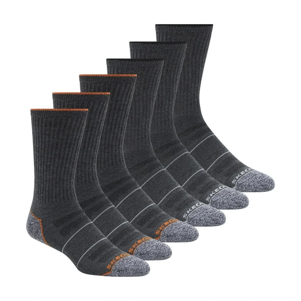 Calcetines Skechers Work Crew para hombre, paquete de 6, color carbón, tallas 10-13