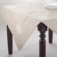 thumbnail image 1 of Fennco Styles Lucia Embroidered Medallion Linen Blend Natural Tablecloth, 1 of 3