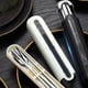 thumbnail image 1 of Juego de cubiertos portátiles - Utensilios de acero inoxidable de 3 piezas con palillos, tenedor y cuchara en un estuche de viaje, 1 of 7