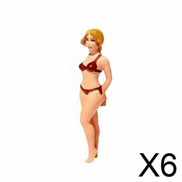 Paquete de 2 a 6 figuras a escala 1:64 de mujer en traje de baño pintada a mano en miniatura 3D. 6 piezas