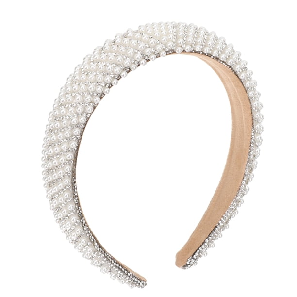 Nvzi Diadema para el cabello, diadema con diamantes de imitación, aro de perlas, diademas blancas, tocado vintage