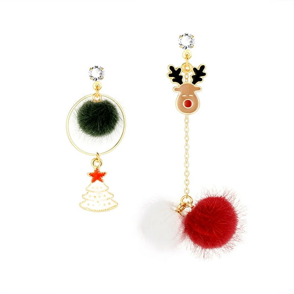 Valentine's Day Gifts for Woman Occident Fashion Trend Jewelry Ball Christmas Tree Christmas Earrings Red