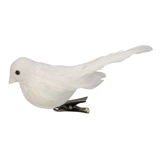 Northlight Sparkly Glitter Bird Clip-On Christmas Ornament - 5" - White