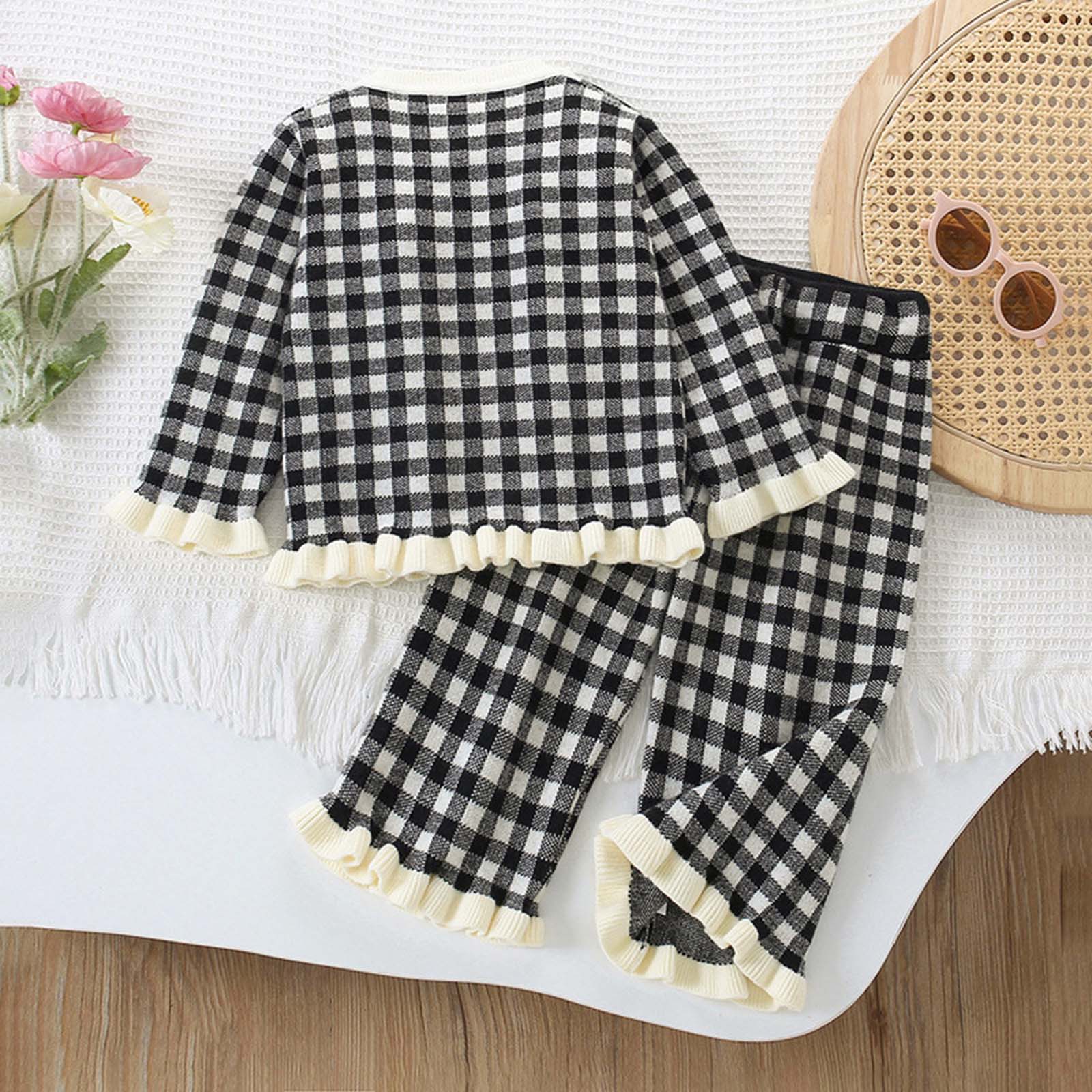 Kogui Toddler Girl Winter Outfits Toddler Girl Suit Heart Graphic Print Set - Sweatshirt & Flared Pants - 2 Piece Girls Pant Outfits Size 1T 2T (Black,1-2 Years)