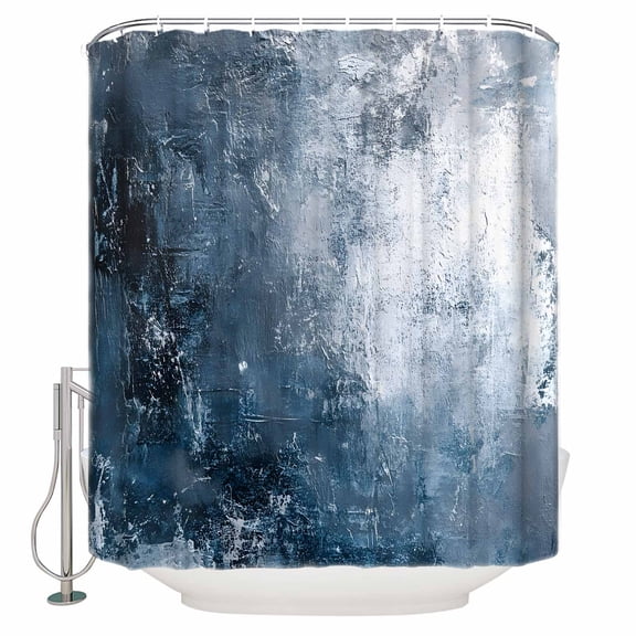 72x78 Inch Shower Curtain Navy Blue Ombre Bathroom Decor Waterproof Fabric Bathtub Bath Curtains Decorative Modern Oil Painting Vintage Abstract Extra Long Shower Curtain Set with Hooks