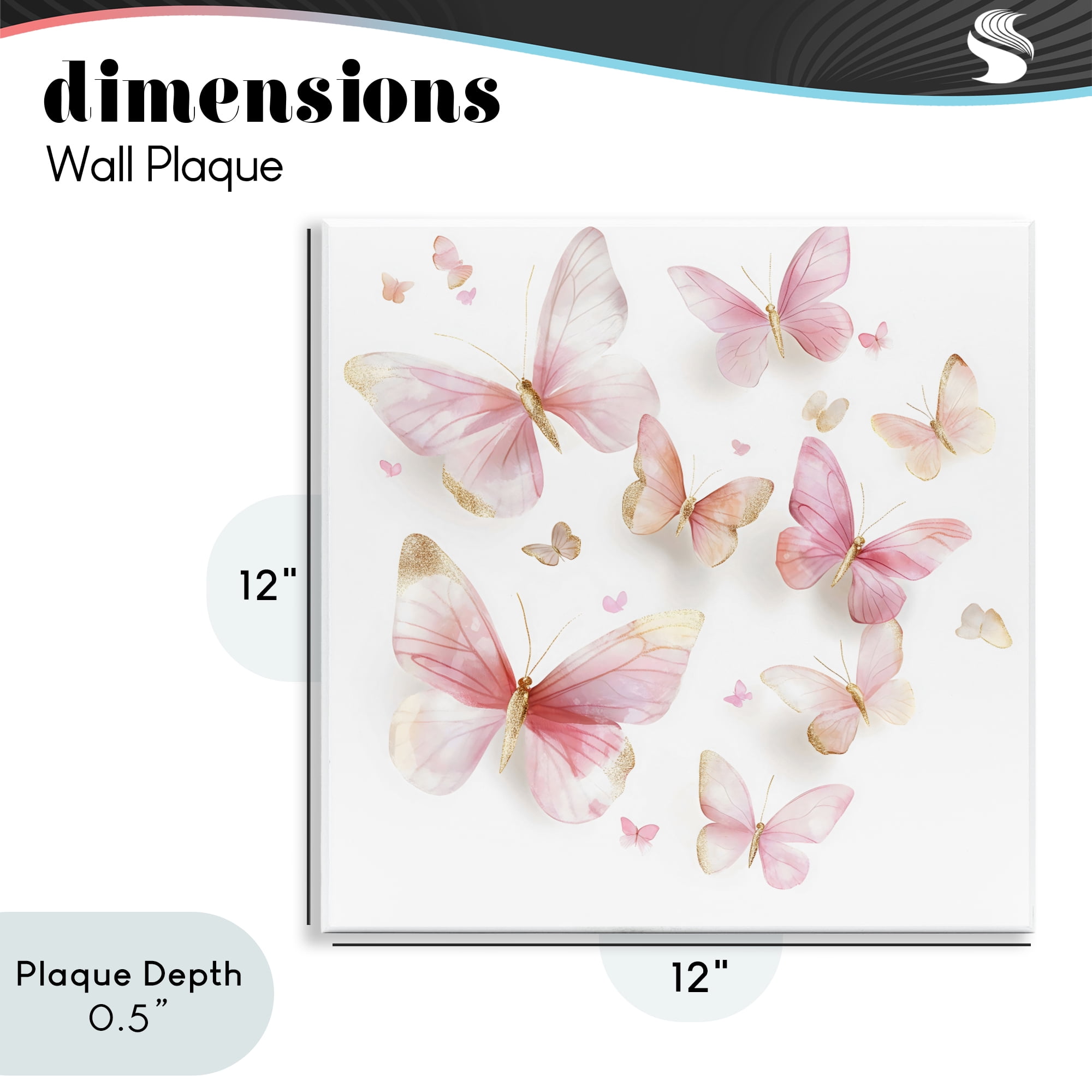 Stupell Industries Pink & Gold Butterfly Rabble Wall Plaque Art, design by Creative Studio