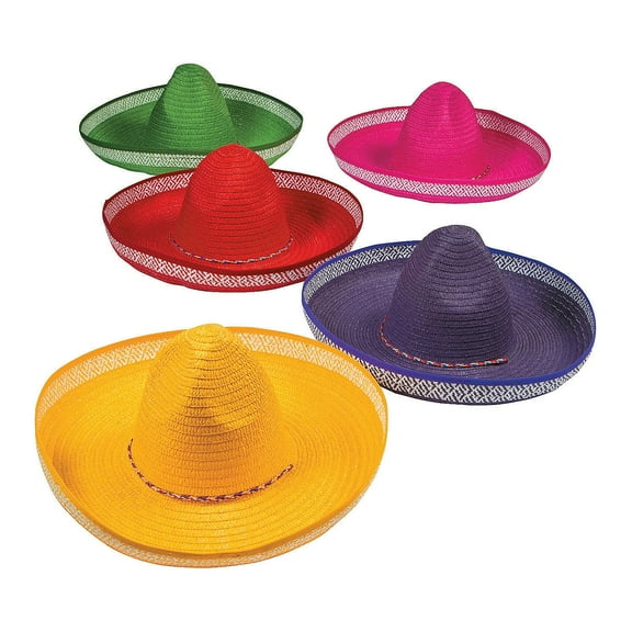 Fun Express Adult Cinco de Mayo Party Hats, Paper, Multicolor, 12 Count