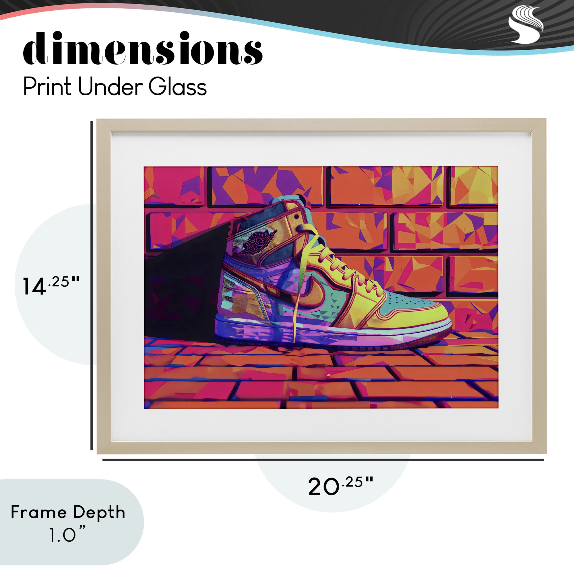Stupell Industries Sneaker with Vibrant Geometric Hues Birch Framed Print Under Glass, design by Creative Studio