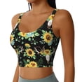 thumbnail image 2 of Rateoe Sunflower Skull Boho Print Womens' Sports Bras Scoop Neck Sports Vest- Padded U Back Seamless High Impact Support, 2 of 7