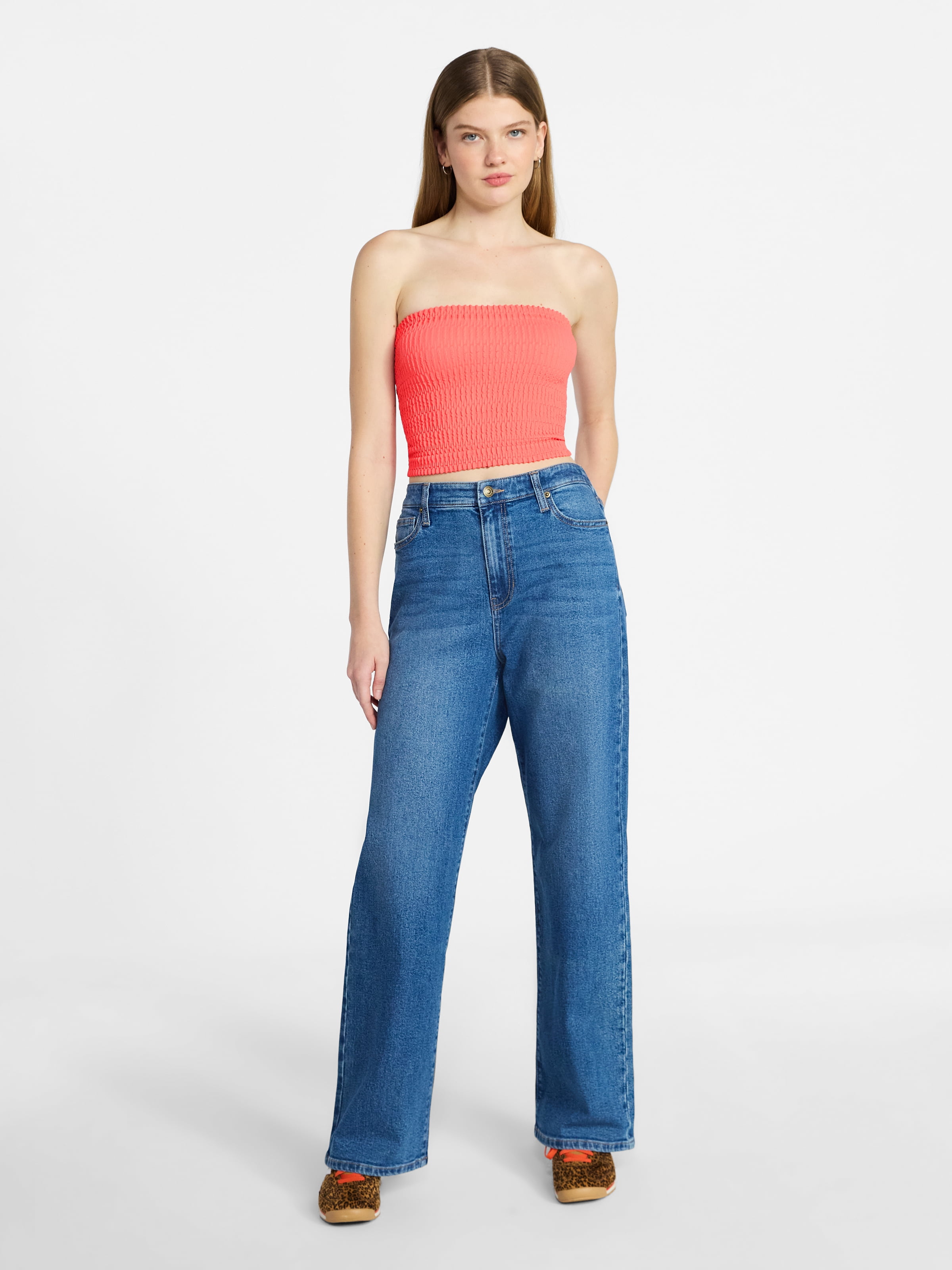 No Boundaries Seamless Textured Tube Top, Women's XXS-XXL