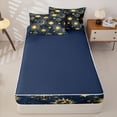 thumbnail image 4 of Erosebridal Boho Sun Print Zipper Twin Comforter Sets with Fitted Sheet and 2 Pillowcases,Cartoon Moon Stars Zipper Bedding Set For Adults,Navy Blue Reversible,4 Pieces, 4 of 7