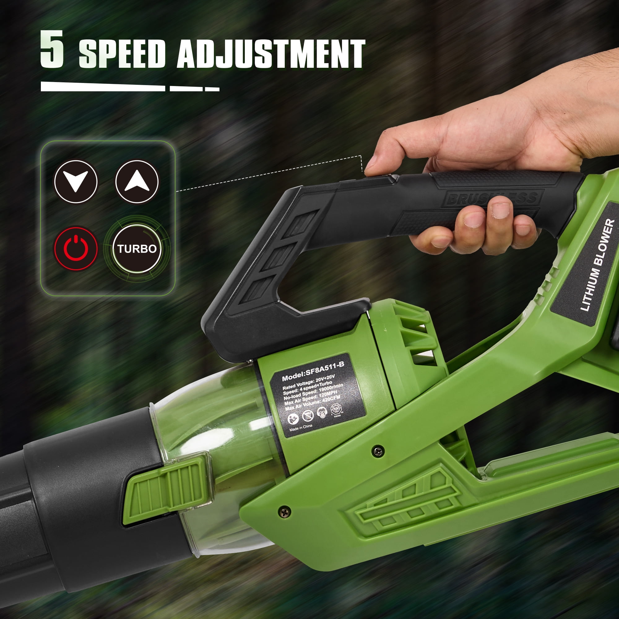 GASKY 40V 420CFM/120MPH Leaf Blower Cordless with 2 X 2.0 Battery and Charger, 5 Speed & Turbo Mode Battery Powered Leaf Blower for Lawn Care/Patio/Yard/Garden Cleaning & Snow/Dust Blowing