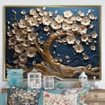 thumbnail image 2 of Designart "Orchid Elegance Golden, White, and Blue Blossoms I" Oversized Landscapes Framed Wall Art - Country Gold Tree Entryway Framed Wall Art, 2 of 7