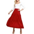thumbnail image 1 of Doublju Women's Elastic Waist Layered Shirring Maxi Skirt with Plus Size, 1 of 2