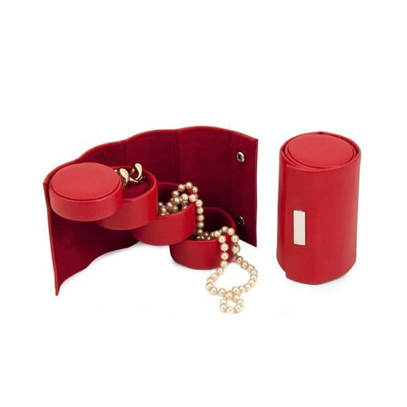 International 3 Level Red Leatherette Travel Jewelry Roll, T.P.