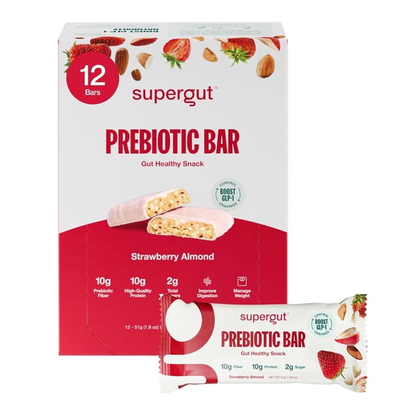 Prebiotic Bar Caddy, Strawberry Almond, 12 servings
