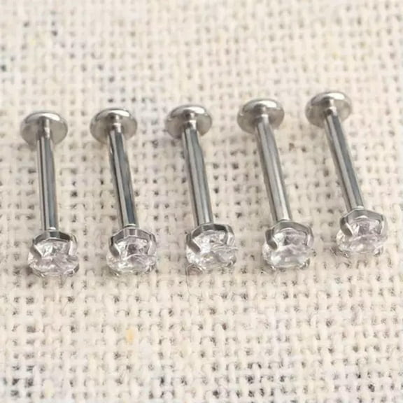 K-KED 10 PCS/lot Labret Bar Monroe Piercing CZ Zirconia Lip Stud Tragus Body Jewelry-16G 6mm