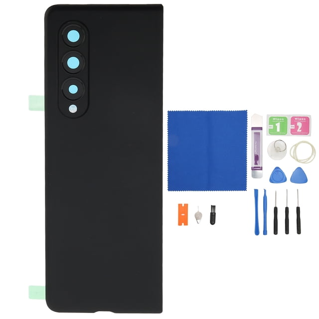 Kit de reemplazo de vidrio trasero con lente de cámara y cinta preinstalada Cubierta de carcasa de vidrio trasero para Z Fold 3 5G SM F926 Negro