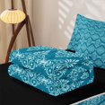 thumbnail image 5 of jejeloiu Elegant Damask Zipper Full Size Comforter Sets with Fitted Sheet and 2 Pillowcases,Traditional Print Zipper Bedding Set For Adults,Teal White,Black Reversible,4-Piece, 5 of 7