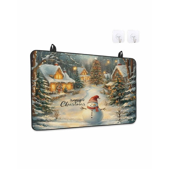 Christmas Snowman Stove Top Covers for Electric Stove, 28'x20'' Xmas Tree Rustic Farmhouse Glass Ceramic Stove Cover Foldable Rubber Mat Heat Resistant Cooktop Protector for Kitchen