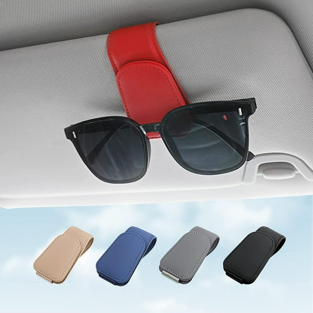Sunglass Holder for Car Visor Sunglasses Clip Leather Glasses