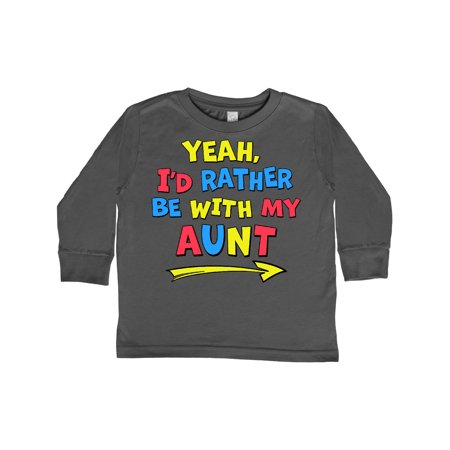 

Inktastic Yeah I d Rather be with My Aunt in Red Yellow and Blue Gift Toddler Boy or Toddler Girl Long Sleeve T-Shirt