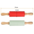 thumbnail image 2 of Silicone Rolling Pins for Baking Wood Handle 31cm x 4.2cm, Red & Light Green, 2 of 4
