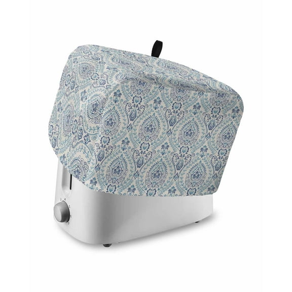 Baroque Style Toaster Cover 2 Slice, Abstract Leaves Flower Texture Blue Bread Maker Cover Toaster Dust Cover with Pockets, Dust-Proof Cover for Kitchen Small Appliance 12x7.5x8in