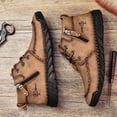 thumbnail image 3 of Botas cortas de caña media para hombre, de talla grande, cosidas a mano, con cremallera y caña alta, de cuero, 3 of 6