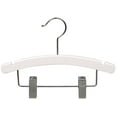 thumbnail image 2 of International Hanger Baby Wooden Combo Hangers White 10", Adjustable Cushion Clips & Chrome Swivel Hook – Box of 25, 2 of 2