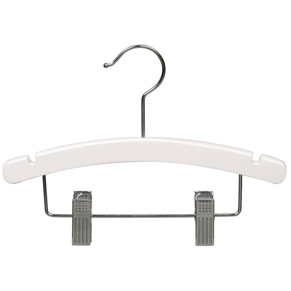 International Hanger Wooden Baby Combo Hanger, White Finish with Chrome Hardware, Box of 100