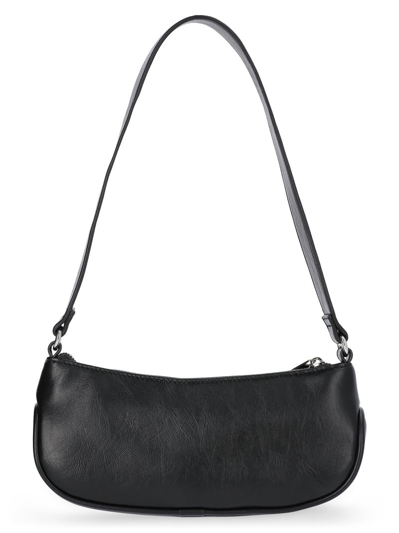 No Boundaries Women's Faux Leather Moto Shoulder Bag in Black