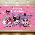 thumbnail image 2 of Fondo de dibujos animados de Hello Kitty Kuromi Mymelody para fiesta de cumpleaños de niñas, 2 of 4