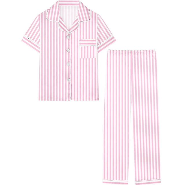 Conjunto de pijama Umeyda Satin para niñas de manga corta y pantalones 9-10Y