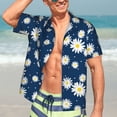 thumbnail image 7 of Honeii Daisies Flowers Print Men’s Hawaiian Shirt,Classic Button-Down Short Sleeve Shirt, for Beach, Vacation, and Outdoor Activities,Small, 7 of 7