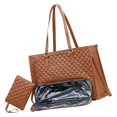thumbnail image 2 of Conjunto de bolso de mano para mujer, bolso de almuerzo, bolso de mano para mamá, novia, esposa, hermana Marrón, 2 of 9