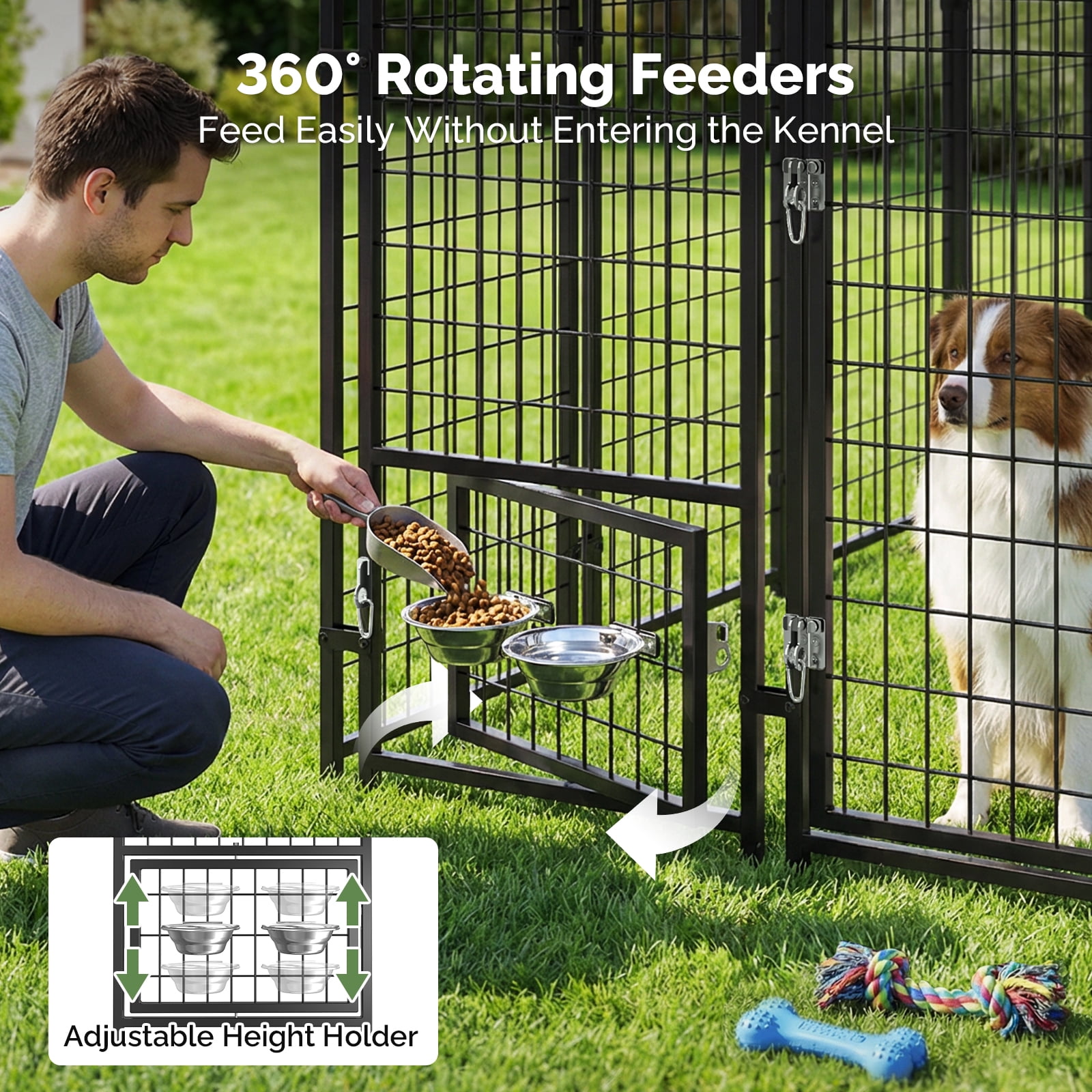 Outdoor Dog Kennel, Dog Run for Outdoor, Large Dog Pens Cage with Roof Waterproof for Large to Medium Dog Outside (8'Lx4'Wx6'H)