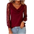 thumbnail image 3 of TaTaai Womens Solid Color Long Sleeve Ruched V Neck Pullover Casual Blouse Textured Detail Tunic Top for Daily Wear Gift, 3 of 5