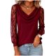 thumbnail image 3 of TaTaai Womens Solid Color Long Sleeve Ruched V Neck Pullover Casual Blouse Textured Detail Tunic Top for Daily Wear Gift, 3 of 5