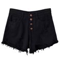 thumbnail image 2 of Vhkiploz Plus Size Summer Cut-Off Shorts for Women's Button-Up Short Ripped Jeans Solid Everyday Beach Board Shorts with Side Pockets, S-4XL, 2 of 7