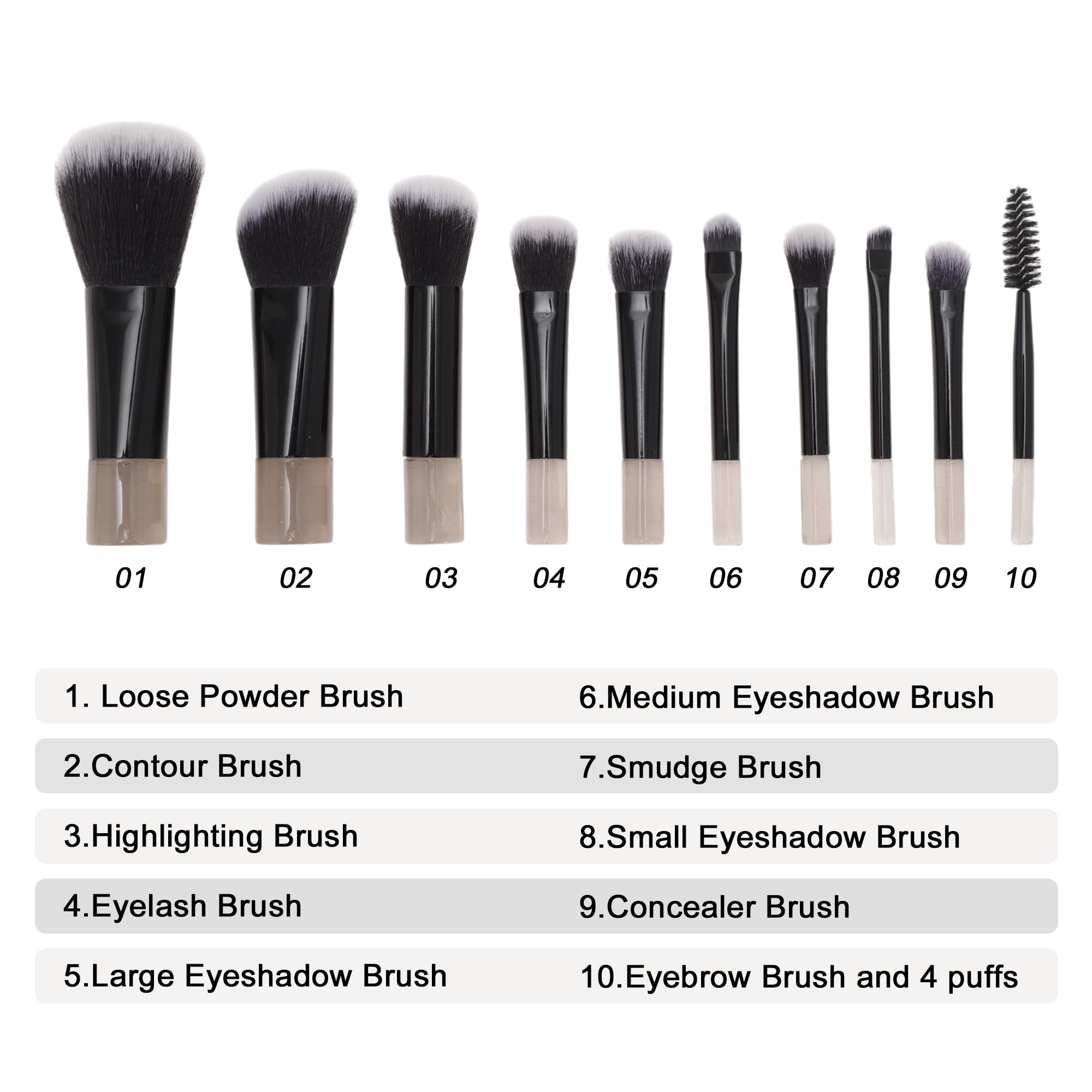 Unique Bargains Makeup Brush Set for Vacation 14 Pcs Black