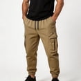 thumbnail image 4 of JUUYY Mens Cargo Pants Drawstring Elastic Waist Casual Athletic Jogger Pants Multi Pocket Loose Lightweight Outdoor Hiking Pants Khaki M, 4 of 5