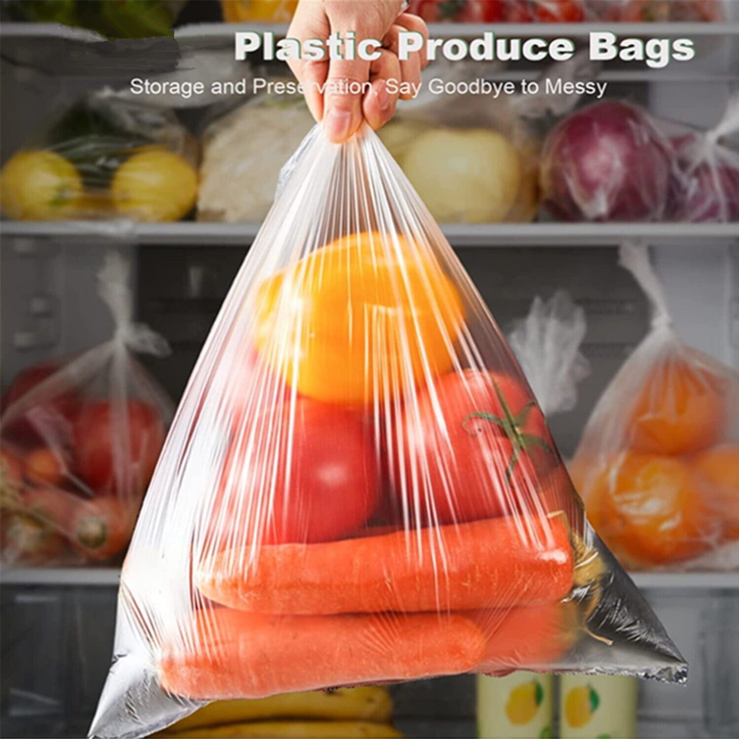 10 Rolls of 12" x 20" Plastic Produce On Roll Clear Bag for Grocery, Kitchen, Food, Fruit, Vegetable Storage (250 Bags per Roll)