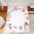 thumbnail image 4 of Manfei Watercolor Kitten Fitted Sheet Full, Cupcake Donut Bow Bed Set, White Pink, 3 Pieces, 1 Fitted Sheet and 2 Pillowcases, 4 of 6